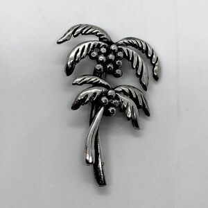 Vtg 925 Sterling Silver Heavy Palm Tree w Coconuts Brooch | 2” x 1.4” | 13g